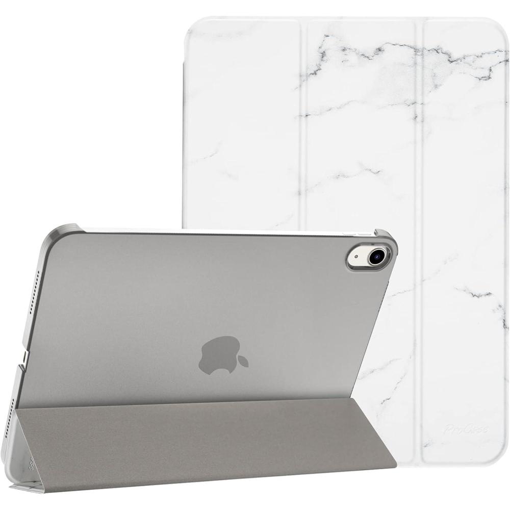 image:imageProCase for iPad A16 11th Generation 11 Inch 2025 iPad 10th Generation 109 Inch 2022 Case Slim Smart Cover with Translucent Hard Shell Back Supports Touch ID Auto WakeSleep BlueWhitemarble