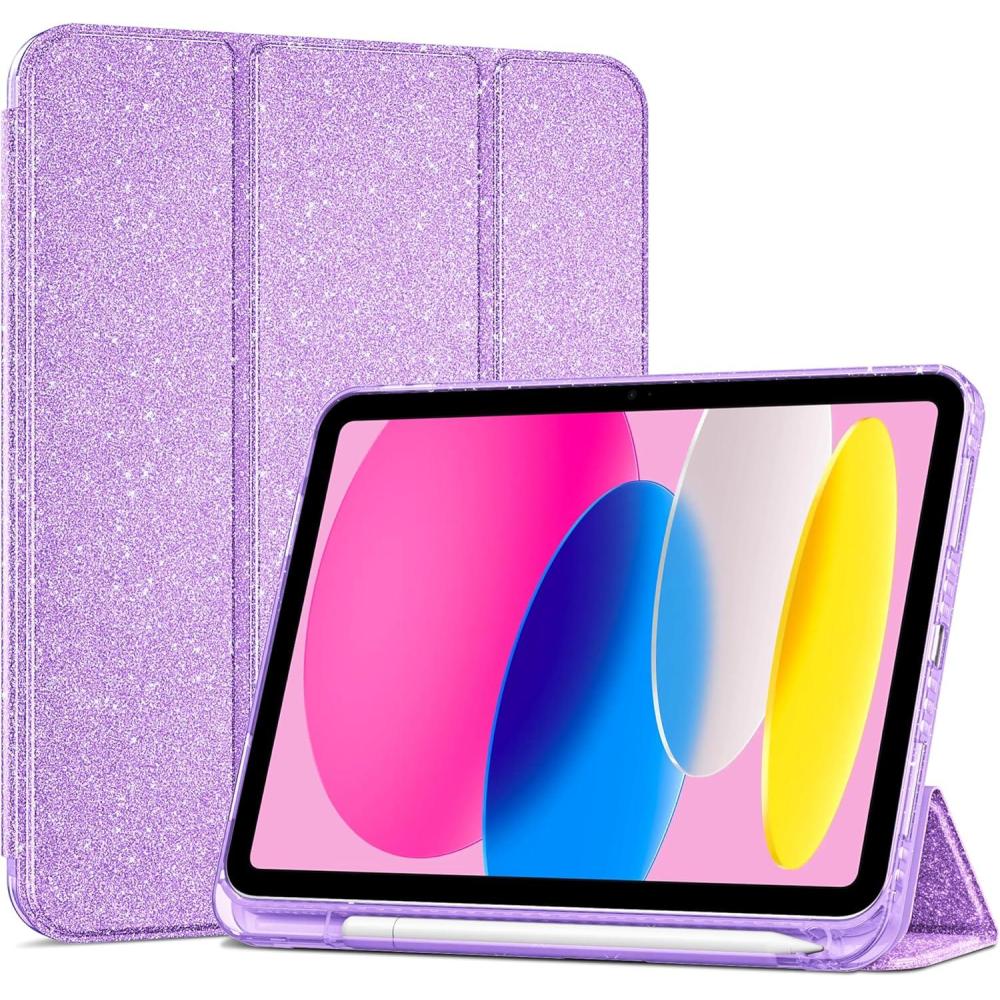 image:imageProCase for iPad A16 11th Generation 11 Inch 202510th Generation 109 Inch 2022 Case with Pencil Holder Hybrid iPad 11 10 Case with Clear Back Supports Auto WakeSleep BlackGlitterPurple