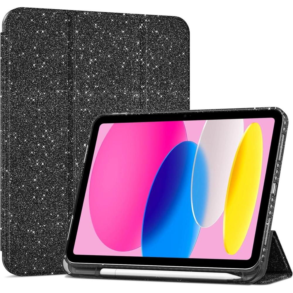 image:imageProCase for iPad A16 11th Generation 11 Inch 202510th Generation 109 Inch 2022 Case with Pencil Holder Hybrid iPad 11 10 Case with Clear Back Supports Auto WakeSleep BlackGlitterBlack