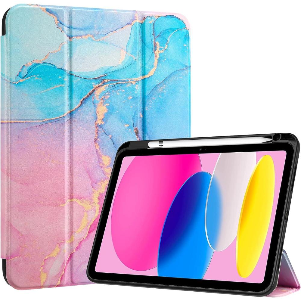 image:imageProCase for iPad A16 11th Generation 11 Inch 202510th Generation 109 Inch 2022 Case with Pencil Holder Hybrid iPad 11 10 Case with Clear Back Supports Auto WakeSleep BlackBluemarble