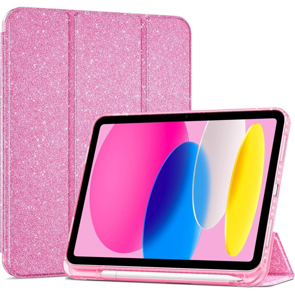 image:imageProCase for iPad A16 11th Generation 11 Inch 202510th Generation 109 Inch 2022 Case with Pencil Holder Hybrid iPad 11 10 Case with Clear Back Supports Auto WakeSleep BlackGlitterPink