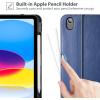 ProCase for iPad A16 11th Generation 11” 2025/iPad 10th Generation 10.9” 2022 with Pencil Holder, iPad 11/10 PU Leather Case Business Stand Cover Smart Folio with Hand Strap Front Pocket -Black(Navy)