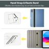 ProCase for iPad A16 11th Generation 11” 2025/iPad 10th Generation 10.9” 2022 with Pencil Holder, iPad 11/10 PU Leather Case Business Stand Cover Smart Folio with Hand Strap Front Pocket -Black(Blue)