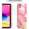 ProCase for iPad (A16) 11th Generation 11 Inch 2025/10th Generation 10.9 Inch 2022 Case with Pencil Holder, Hybrid iPad 11 10 Case with Clear Back, Supports Auto Wake/Sleep -Black(Lightpink)