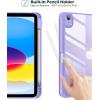 ProCase for iPad (A16) 11th Generation 11 Inch 2025/10th Generation 10.9 Inch 2022 Case with Pencil Holder, Hybrid iPad 11 10 Case with Clear Back, Supports Auto Wake/Sleep -Black(Lightpurple)