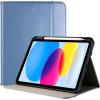 ProCase for iPad A16 11th Generation 11” 2025/iPad 10th Generation 10.9” 2022 with Pencil Holder, iPad 11/10 PU Leather Case Business Stand Cover Smart Folio with Hand Strap Front Pocket -Brown(Blue)