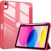 ProCase for iPad (A16) 11th Generation 11 Inch 2025/10th Generation 10.9 Inch 2022 Case with Pencil Holder, Hybrid iPad 11 10 Case with Clear Back, Supports Auto Wake/Sleep -Black(Red)