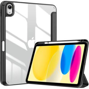 ProCase for iPad (A16) 11th Generation 11 Inch 2025/10th Generation 10.9 Inch 2022 Case with Pencil Holder, Hybrid iPad 11 10 Case with Clear Back, Supports Auto Wake/Sleep -Black(Black)