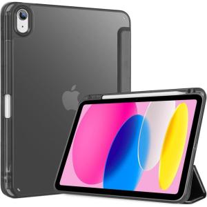 ProCase for iPad (A16) 11th Generation 11 Inch 2025/10th Generation 10.9 Inch 2022 Case with Pencil Holder, Hybrid iPad 11 10 Case with Clear Back, Supports Auto Wake/Sleep -Black(Allblack)
