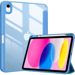 ProCase for iPad (A16) 11th Generation 11 Inch 2025/10th Generation 10.9 Inch 2022 Case with Pencil Holder, Hybrid iPad 11 10 Case with Clear Back, Supports Auto Wake/Sleep -Black(Blue)