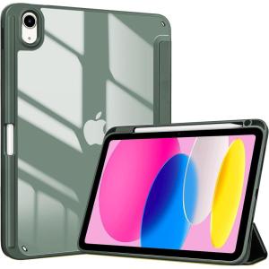 ProCase for iPad (A16) 11th Generation 11 Inch 2025/10th Generation 10.9 Inch 2022 Case with Pencil Holder, Hybrid iPad 11 10 Case with Clear Back, Supports Auto Wake/Sleep -Black(Olivegreen)