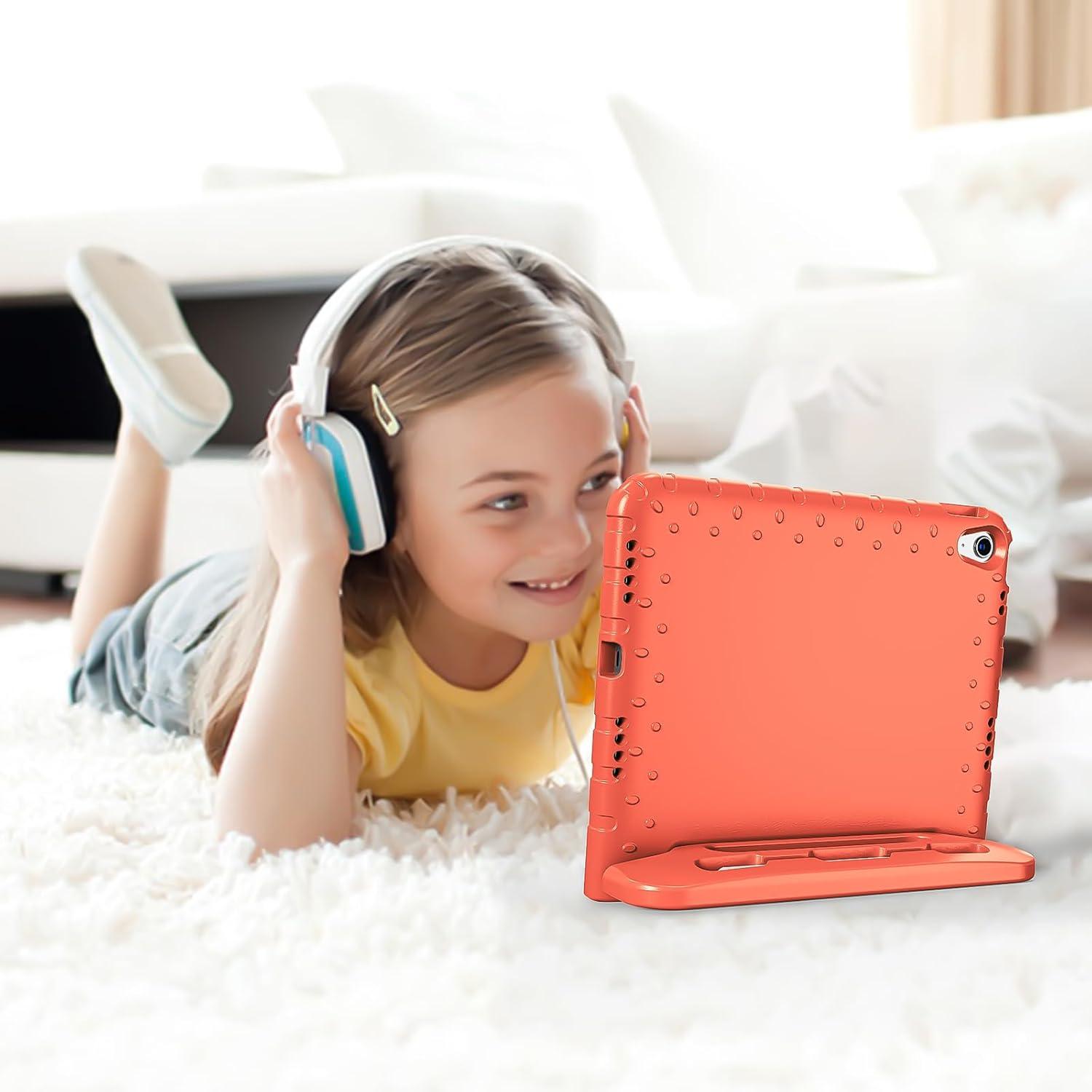 image:imageProCase Kids Case for iPad A16 11th Generation 2025iPad 10th Generation 2022 with Pencil Holder iPad 1110 Case Shockproof Lightweight Cover with Stand Convertible Handle for Children MagentaOrange