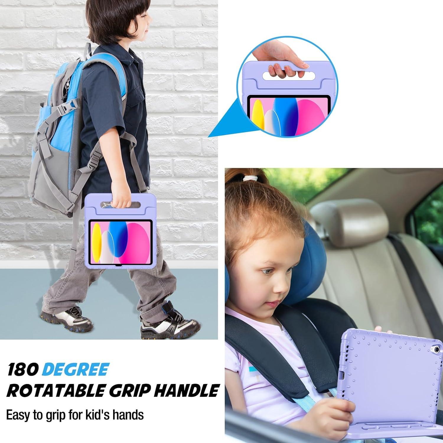 image:imageProCase Kids Case for iPad A16 11th Generation 2025iPad 10th Generation 2022 with Pencil Holder iPad 1110 Case Shockproof Lightweight Cover with Stand Convertible Handle for Children MagentaLightpurple