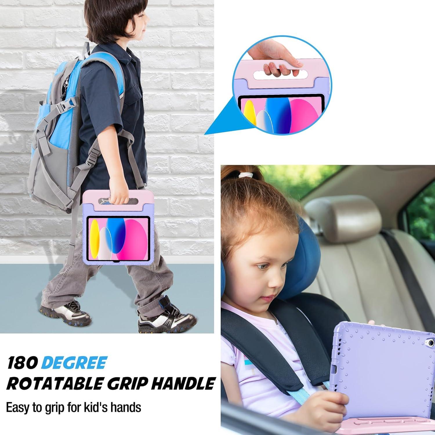 image:imageProCase Kids Case for iPad A16 11th Generation 2025iPad 10th Generation 2022 with Pencil Holder iPad 1110 Case Shockproof Lightweight Cover with Stand Convertible Handle for Children MagentaPurplePink