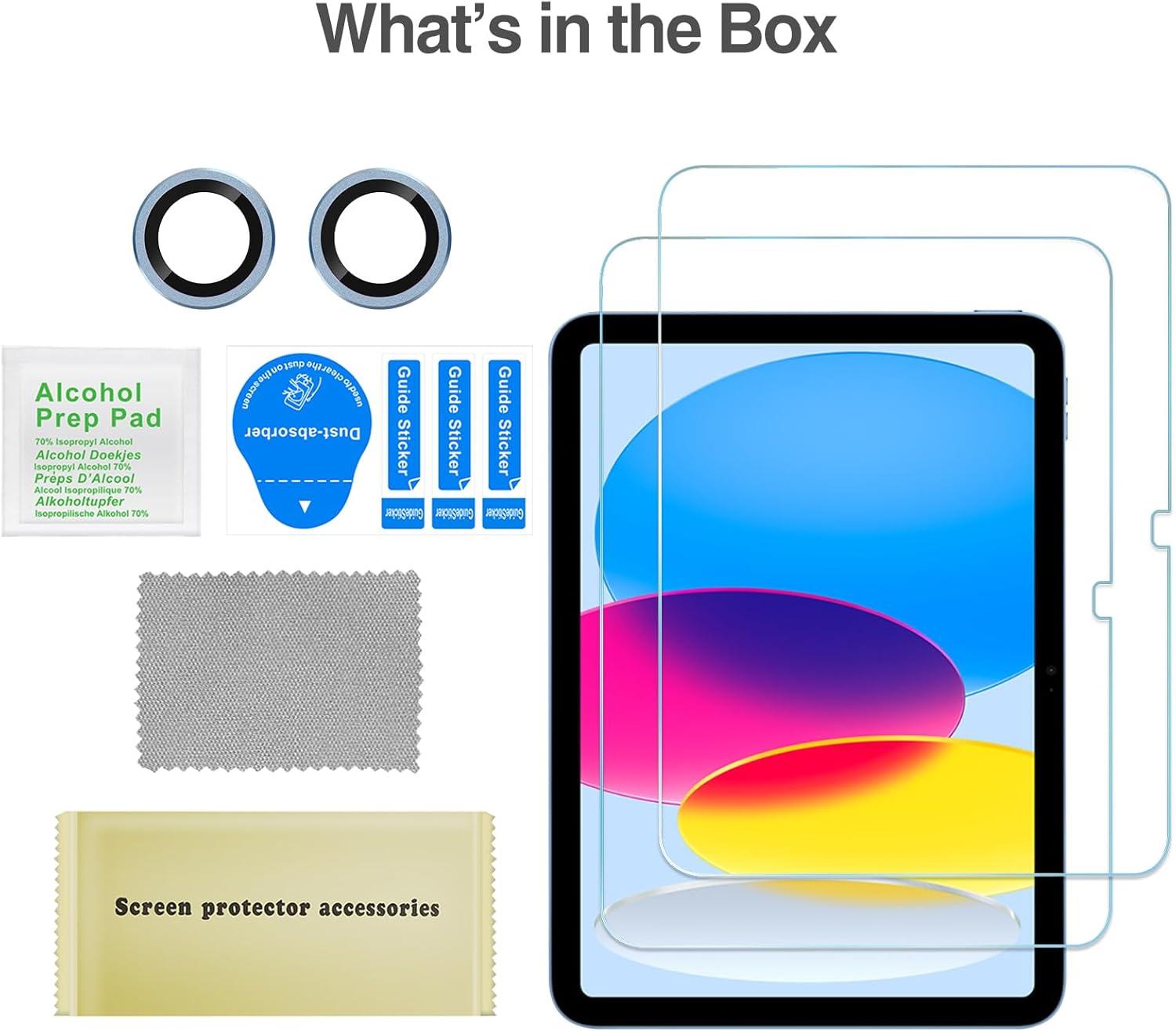 image:imageProCase Screen Protector for iPad A16 2025 11th10th 2022 Generation 11inch109 2 Tempered Glass Films with 2 Camera Lens Protectors BlueBlue
