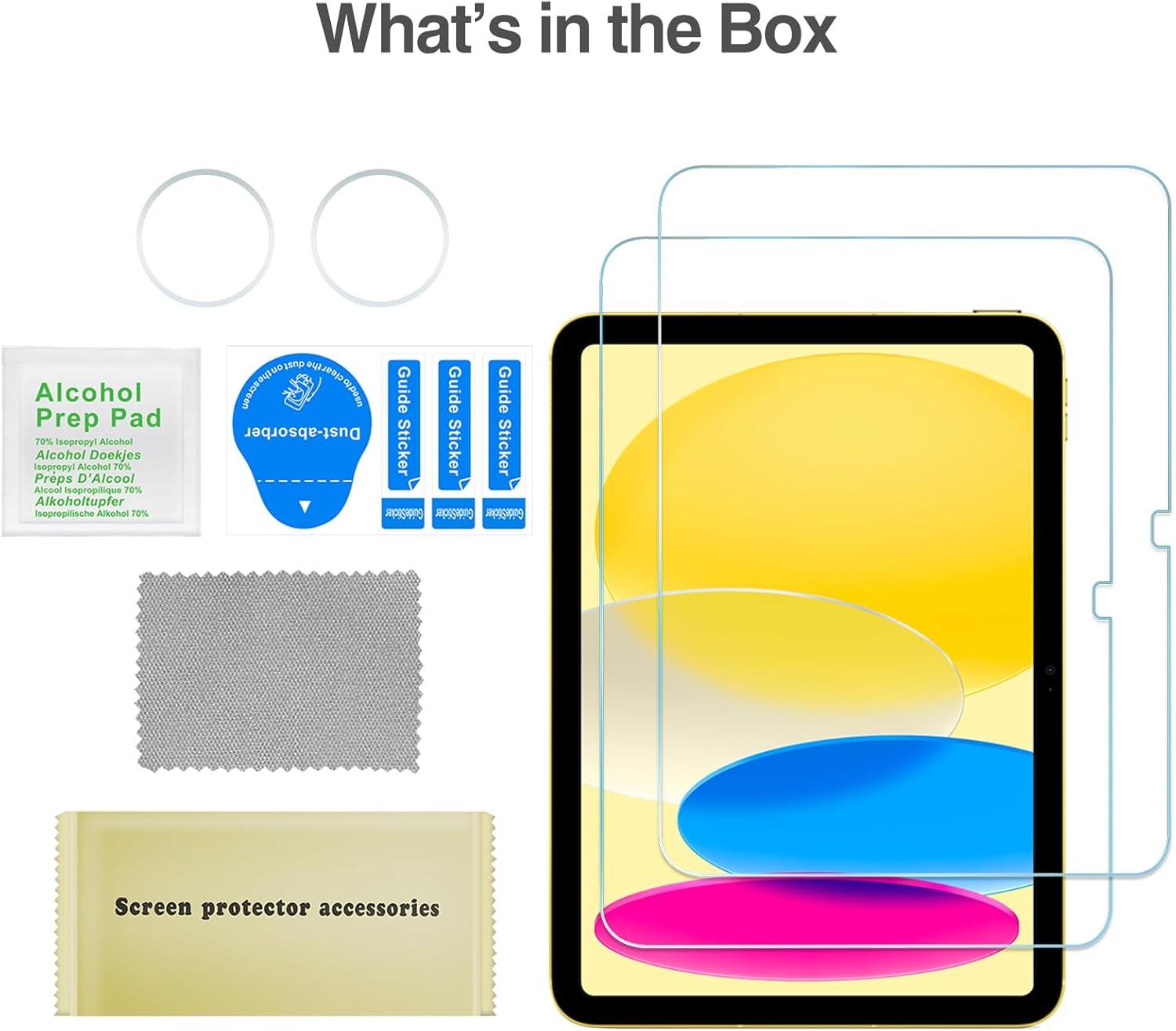image:imageProCase Screen Protector for iPad A16 2025 11th10th 2022 Generation 11inch109 2 Tempered Glass Films with 2 Camera Lens Protectors BlueClear