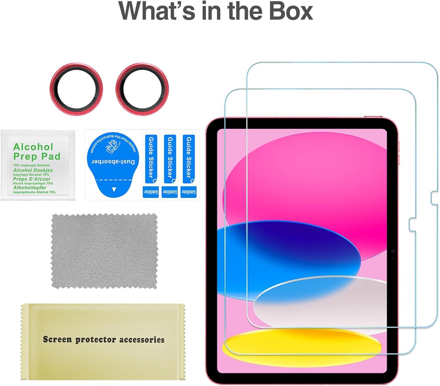 image:imageProCase Screen Protector for iPad A16 2025 11th10th 2022 Generation 11inch109 2 Tempered Glass Films with 2 Camera Lens Protectors BluePink