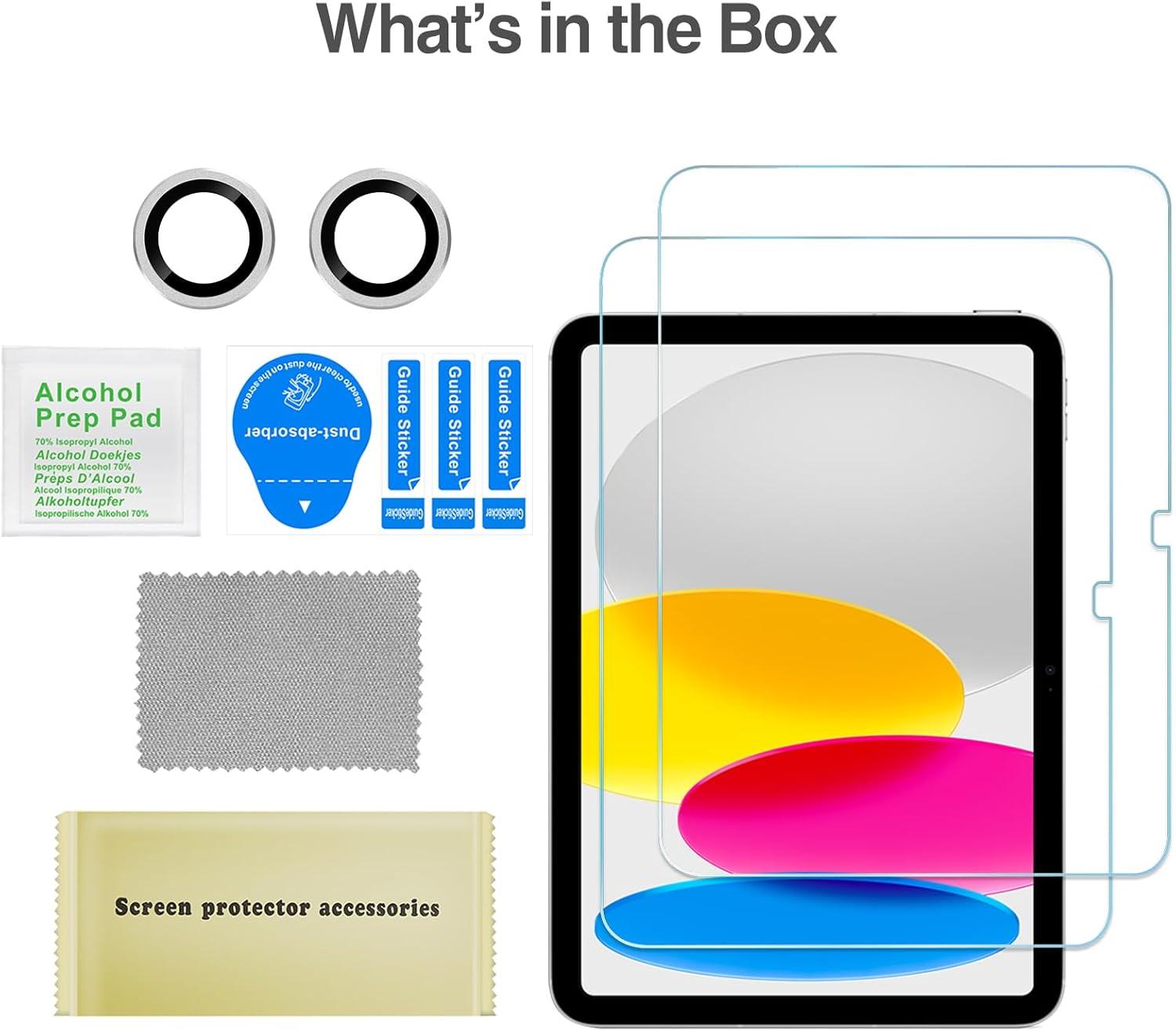 image:imageProCase Screen Protector for iPad A16 2025 11th10th 2022 Generation 11inch109 2 Tempered Glass Films with 2 Camera Lens Protectors BlueSilver