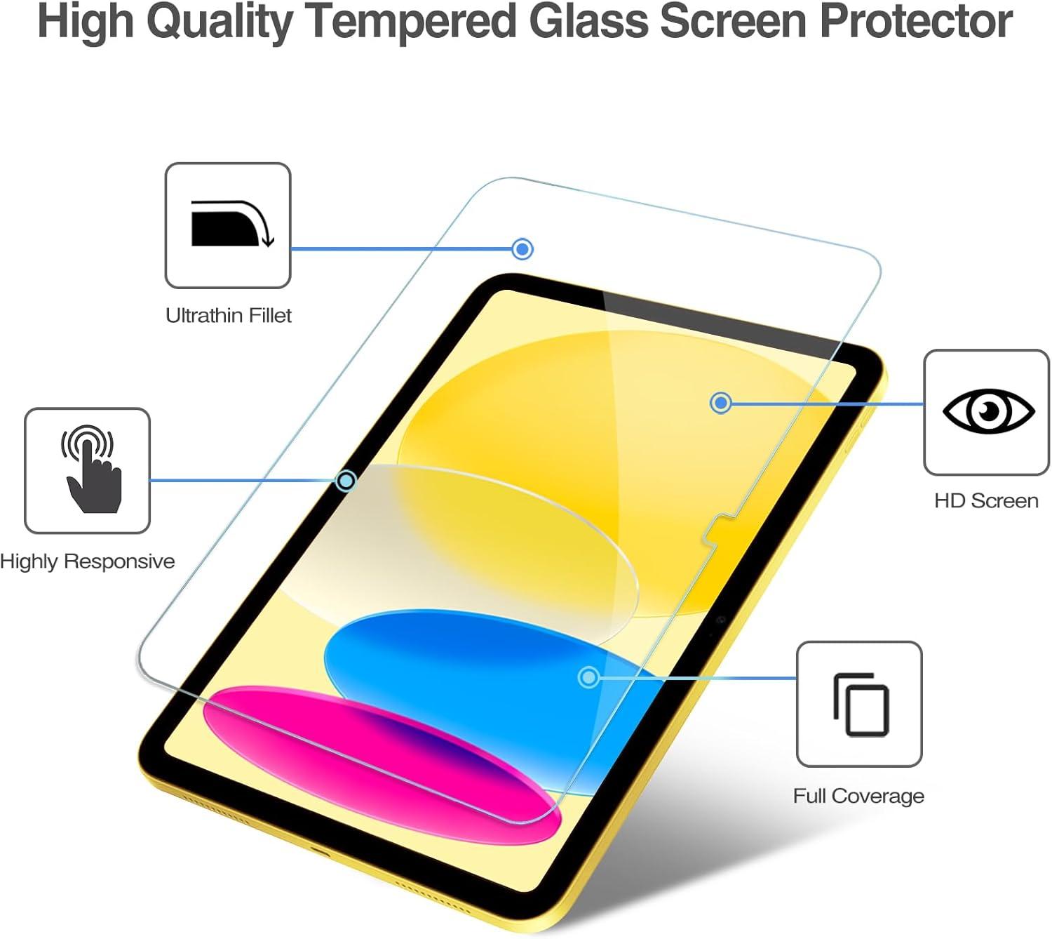 image:imageProCase Screen Protector for iPad A16 2025 11th10th 2022 Generation 11inch109 2 Tempered Glass Films with 2 Camera Lens Protectors BlueYellow