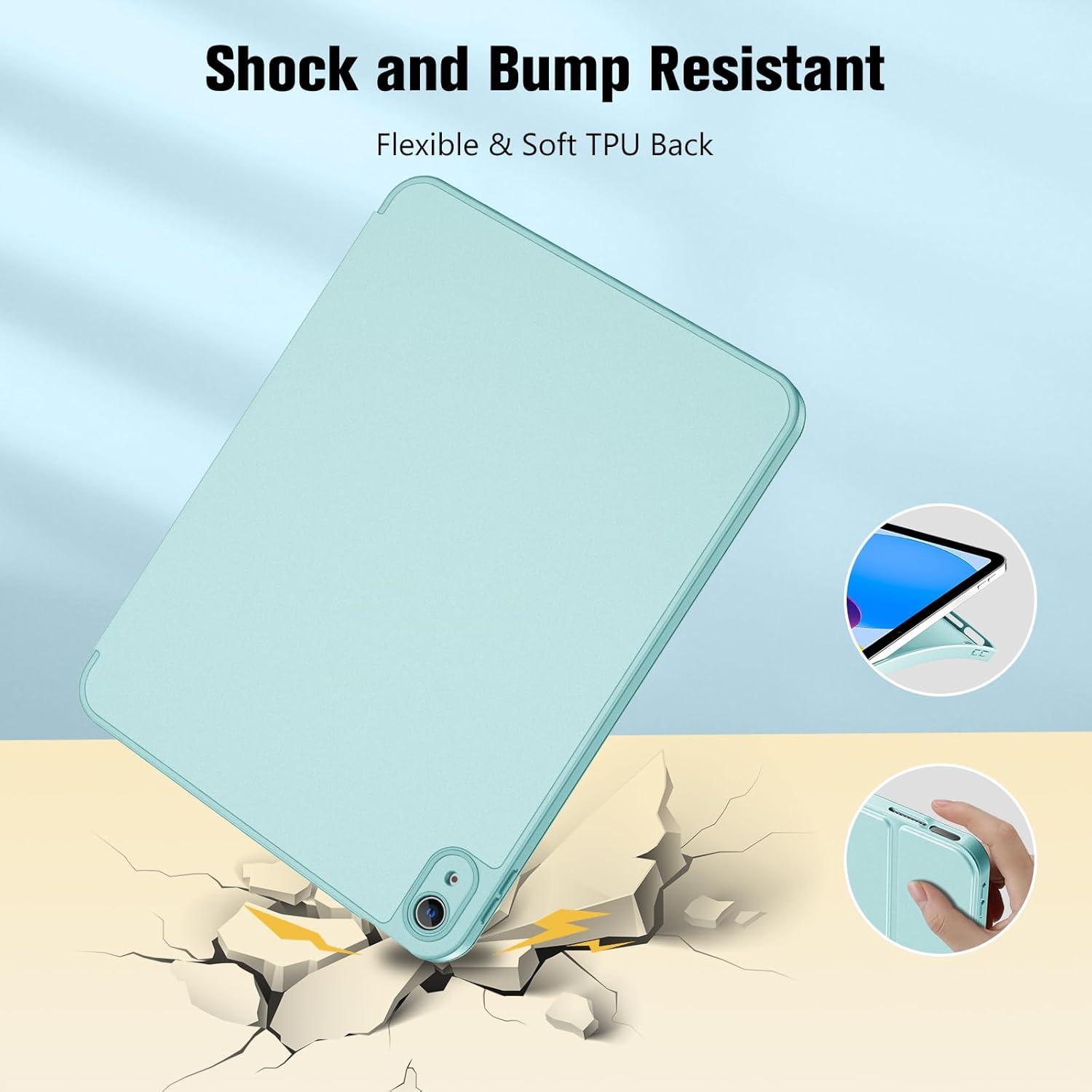 image:imageProCase for iPad A16 11th Generation 11 Inch 2025 iPad 10th Generation 109 Inch 2022 Case with Pencil Holder Hybrid Cover with Soft TPU Back Supports Touch ID Auto WakeSleep SkyBlueAqua