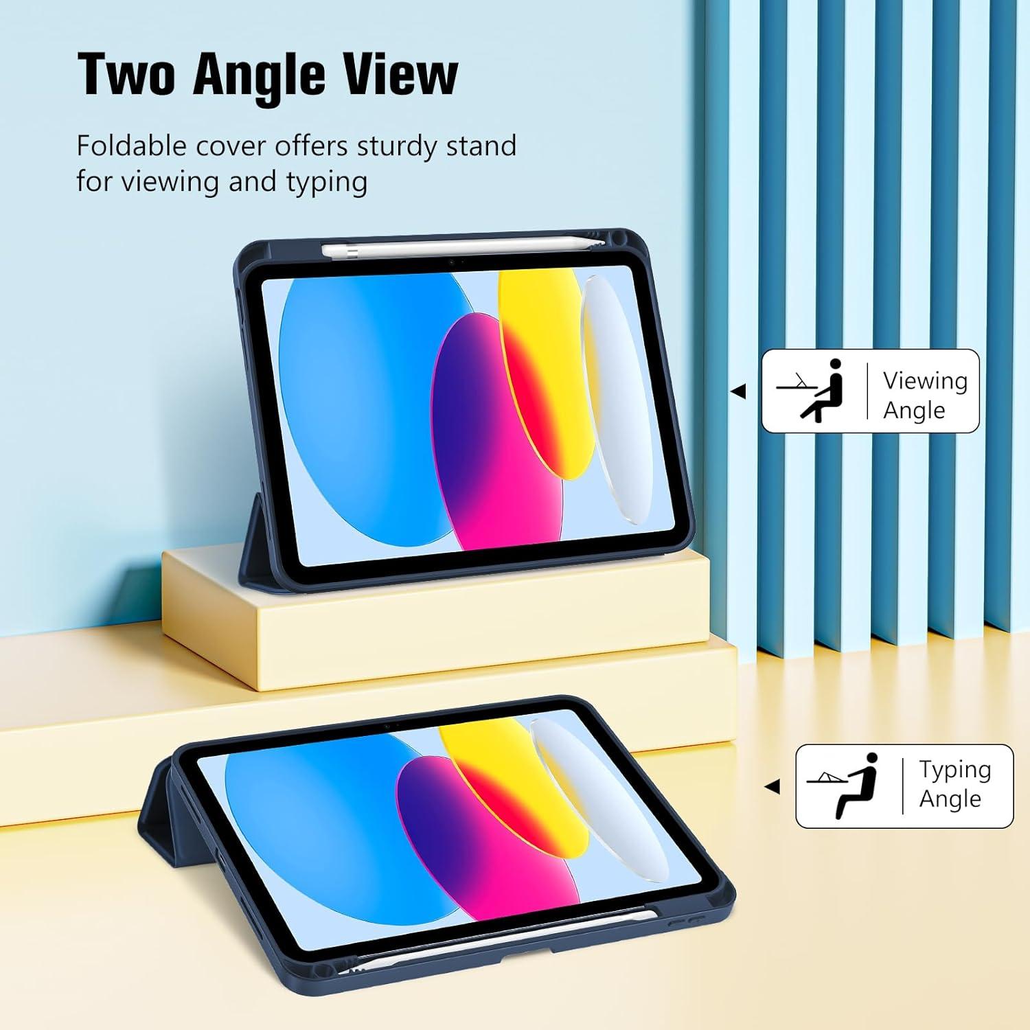 image:imageProCase for iPad A16 11th Generation 11 Inch 2025 iPad 10th Generation 109 Inch 2022 Case with Pencil Holder Hybrid Cover with Soft TPU Back Supports Touch ID Auto WakeSleep SkyBlueDarkblue