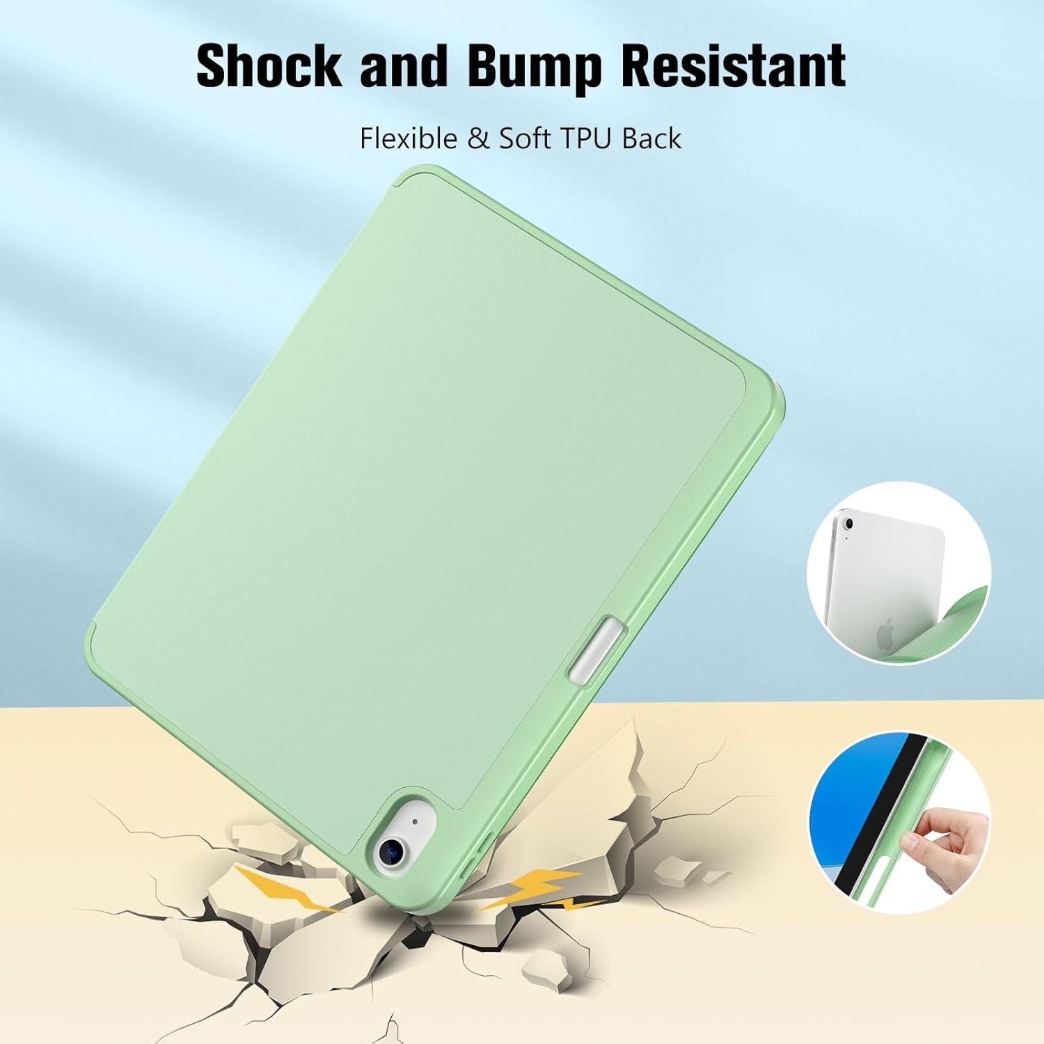image:imageProCase for iPad A16 11th Generation 11 Inch 2025 iPad 10th Generation 109 Inch 2022 Case with Pencil Holder Hybrid Cover with Soft TPU Back Supports Touch ID Auto WakeSleep SkyBlueMatchagreen