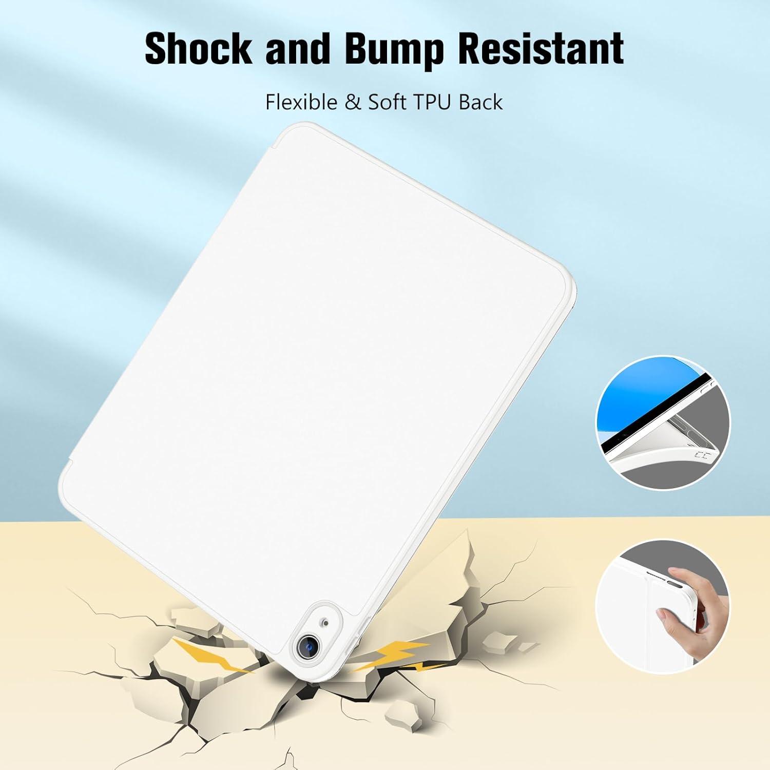 image:imageProCase for iPad A16 11th Generation 11 Inch 2025 iPad 10th Generation 109 Inch 2022 Case with Pencil Holder Hybrid Cover with Soft TPU Back Supports Touch ID Auto WakeSleep SkyBlueCloudWhite