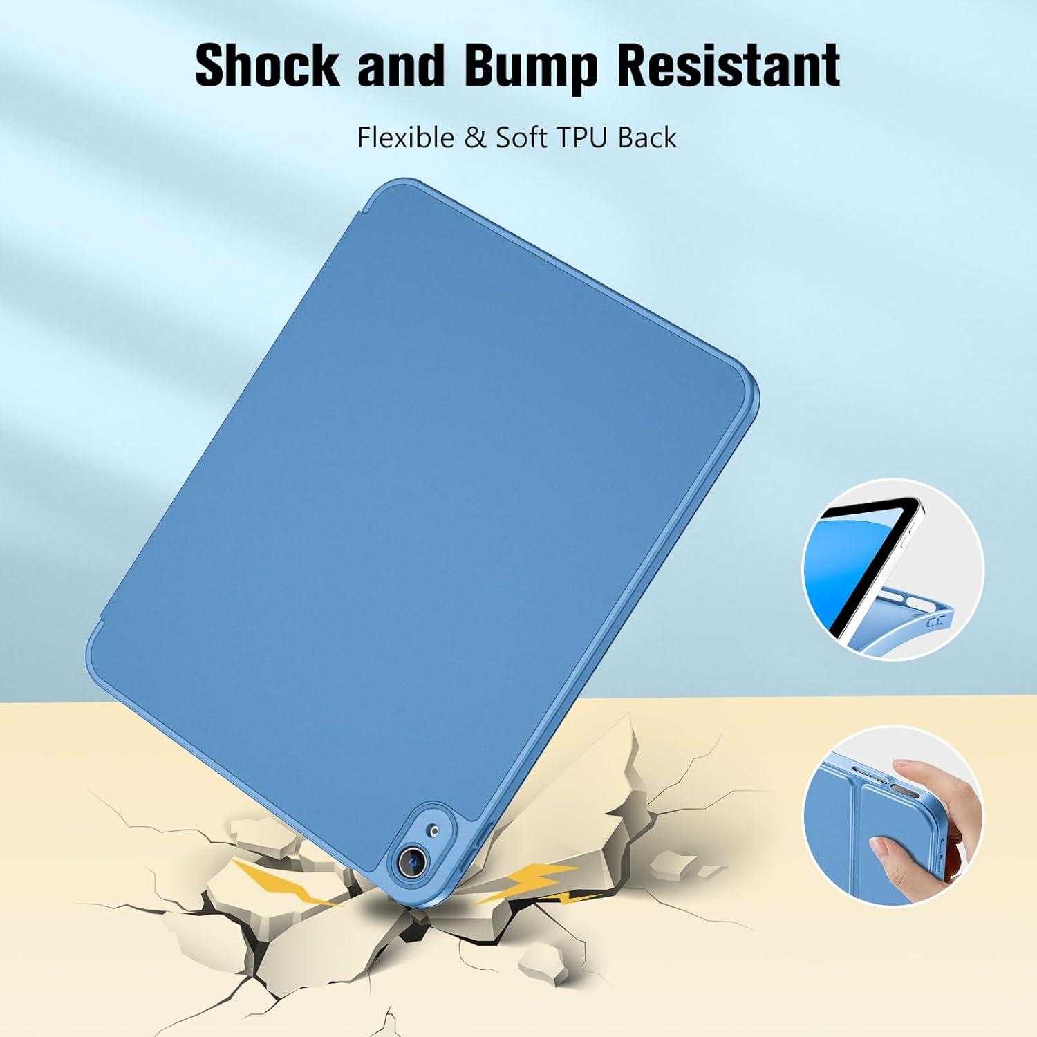 image:imageProCase for iPad A16 11th Generation 11 Inch 2025 iPad 10th Generation 109 Inch 2022 Case with Pencil Holder Hybrid Cover with Soft TPU Back Supports Touch ID Auto WakeSleep SkyBlueBlue