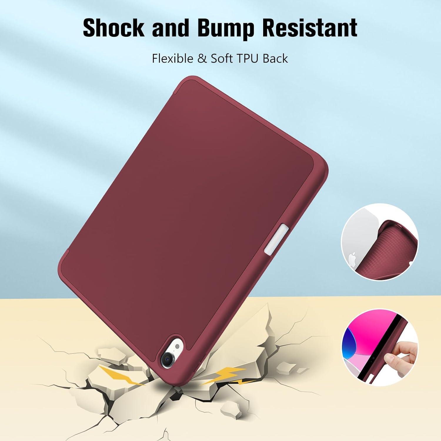image:imageProCase for iPad A16 11th Generation 11 Inch 2025 iPad 10th Generation 109 Inch 2022 Case with Pencil Holder Hybrid Cover with Soft TPU Back Supports Touch ID Auto WakeSleep SkyBlueWine