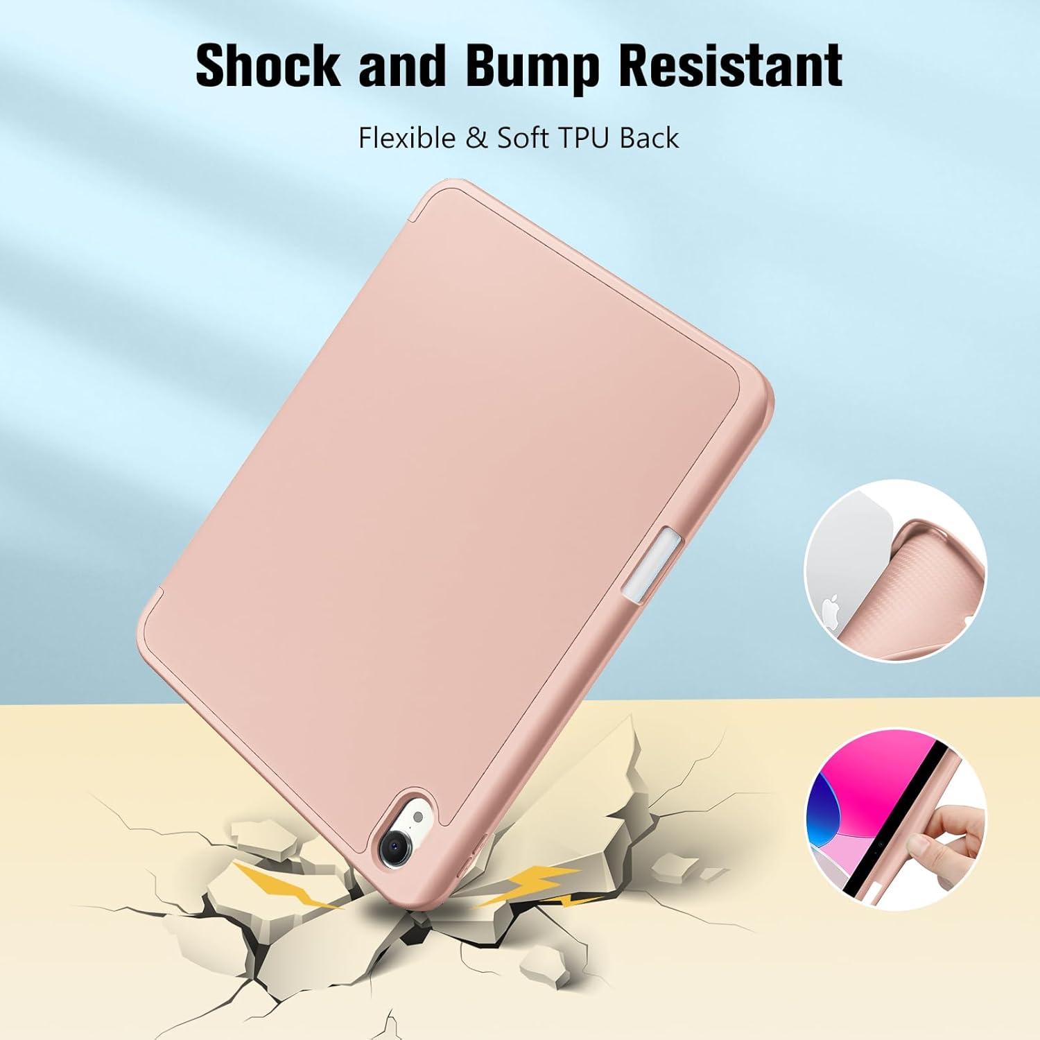 image:imageProCase for iPad A16 11th Generation 11 Inch 2025 iPad 10th Generation 109 Inch 2022 Case with Pencil Holder Hybrid Cover with Soft TPU Back Supports Touch ID Auto WakeSleep SkyBlueRosegold