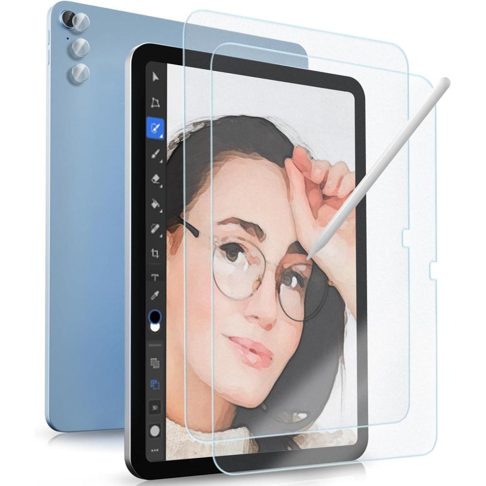 image:imageProCase 2 Pack Tempered Paper Screen Protector for iPad A16 11th 2025  iPad 10th Generation with 3 Pack Camera Lens Protector Feel Like Paper Glass for iPad 1110 Gen2