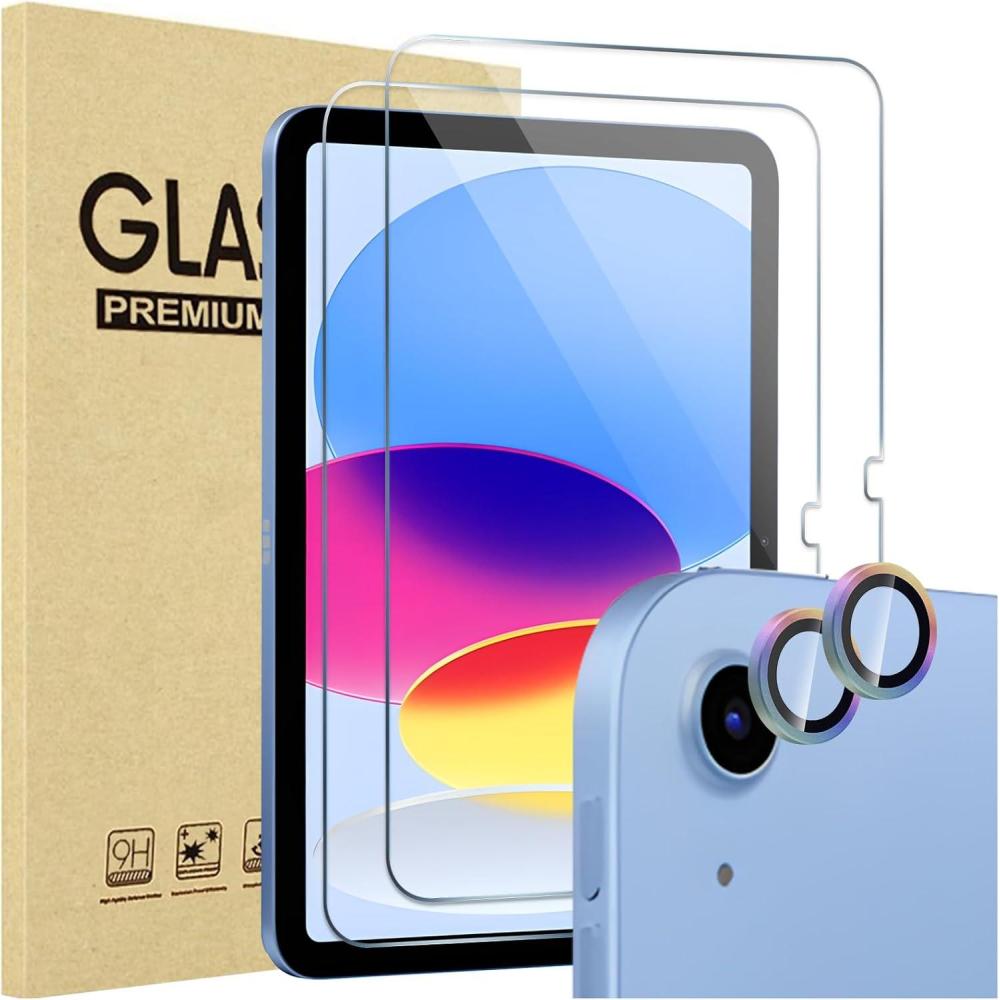 image:imageProCase Screen Protector for iPad A16 2025 11th10th 2022 Generation 11inch109 2 Tempered Glass Films with 2 Camera Lens Protectors BlueColorful