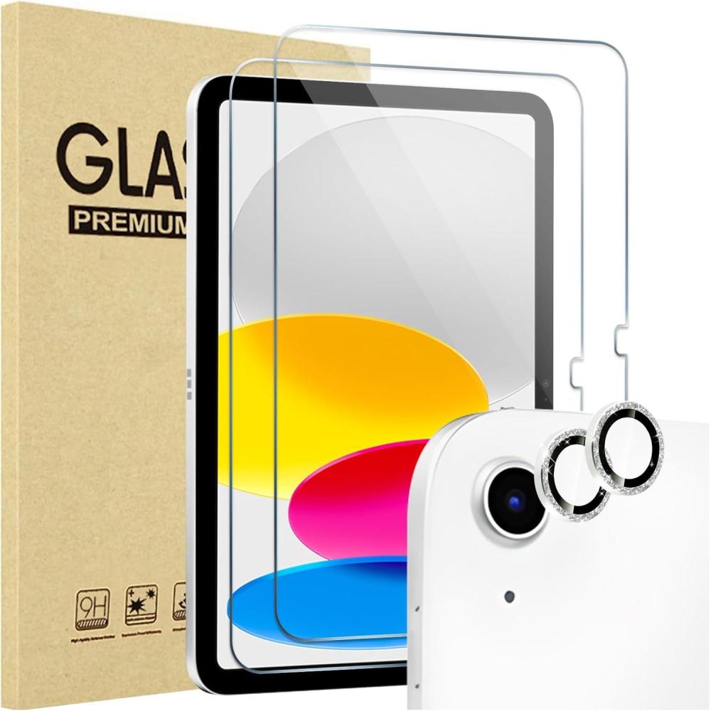 image:imageProCase Screen Protector for iPad A16 2025 11th10th 2022 Generation 11inch109 2 Tempered Glass Films with 2 Camera Lens Protectors BlueGlitter Silver