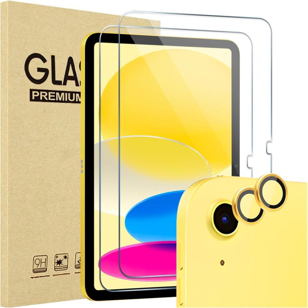 image:imageProCase Screen Protector for iPad A16 2025 11th10th 2022 Generation 11inch109 2 Tempered Glass Films with 2 Camera Lens Protectors BlueYellow