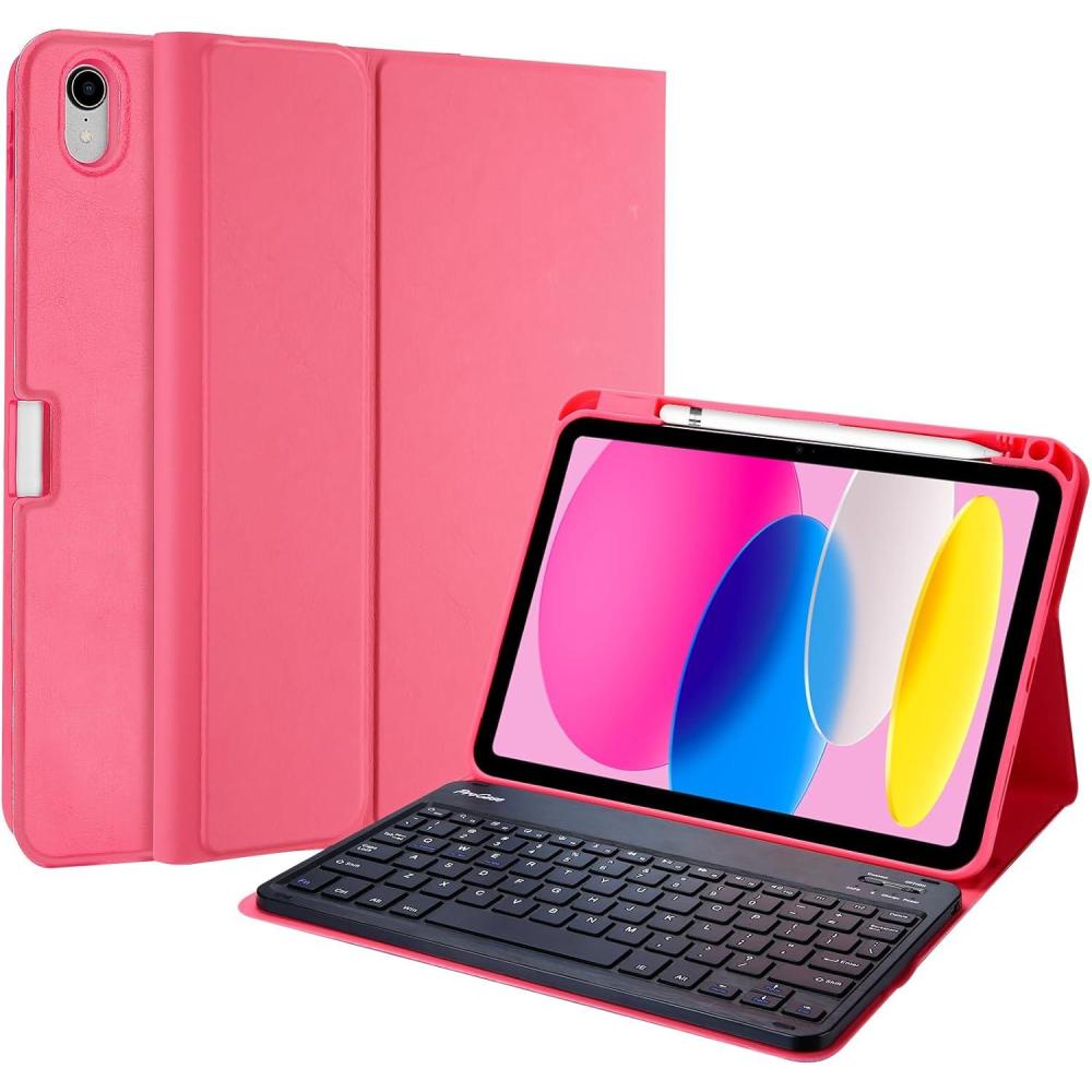 image:imageProCase for iPad 11th A16 11inch 2025 10th Generation Case with Keyboard 109 inch 2022 PU Leather Case with Magnetically Detachable Wireless Keyboard BlackPink