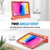 ProCase Kids Case for iPad A16 11th Generation 2025/iPad 10th Generation 2022 with Pencil Holder, iPad 11/10 Case Shockproof Lightweight Cover with Stand Convertible Handle for Children -Magenta(Orange)