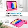 ProCase Kids Case for iPad A16 11th Generation 2025/iPad 10th Generation 2022 with Pencil Holder, iPad 11/10 Case Shockproof Lightweight Cover with Stand Convertible Handle for Children -Magenta(Pink)