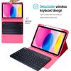 ProCase for iPad 11th (A16) 11-inch 2025 / 10th Generation Case with Keyboard 10.9 inch 2022, PU Leather Case with Magnetically Detachable Wireless Keyboard -Black(Pink)