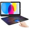 ProCase 360° Rotation iPad (A16) 11th 2025 / iPad 10th Generation Keyboard Case with Multi-Touch Trackpad; 7 Color Backlit Touchpad Keyboard Case for 11th/10th Gen 11/10.9 inch –Black