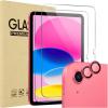 ProCase Screen Protector for iPad A16 2025 11th/10th 2022 Generation (11-inch/10.9), 2 Tempered Glass Films with 2 Camera Lens Protectors -Blue(Pink)