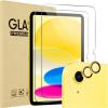 ProCase Screen Protector for iPad A16 2025 11th/10th 2022 Generation (11-inch/10.9), 2 Tempered Glass Films with 2 Camera Lens Protectors -Blue(Yellow)