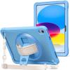 ProCase for iPad 11th Generation A16 2025/iPad 10th Generation Case 10.9 Inch 2022, Heavy Duty Shockproof Rugged Cover with Hand Strap 360 Degree Rotatable Kickstand Protective for iPad 11/10 -Orange(Blue)