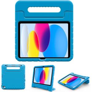 ProCase Kids Case for iPad A16 11th Generation 2025/iPad 10th Generation 2022 with Pencil Holder, iPad 11/10 Case Shockproof Lightweight Cover with Stand Convertible Handle for Children -Magenta(Blue)