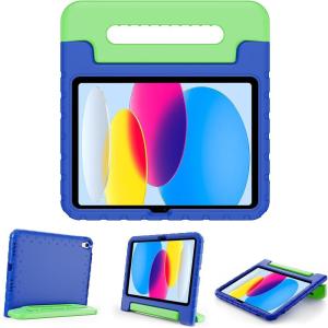 ProCase Kids Case for iPad A16 11th Generation 2025/iPad 10th Generation 2022 with Pencil Holder, iPad 11/10 Case Shockproof Lightweight Cover with Stand Convertible Handle for Children -Magenta(Navygreen)