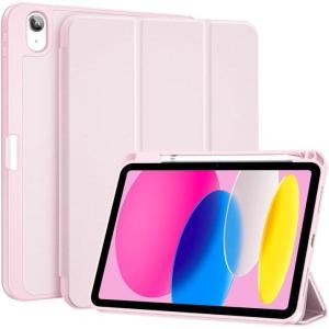 ProCase for iPad (A16) 11th Generation 11 Inch 2025/ iPad 10th Generation 10.9 Inch 2022 Case with Pencil Holder, Hybrid Cover with Soft TPU Back, Supports Touch ID, Auto Wake/Sleep -SkyBlue(Lightpink)