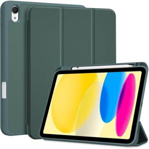 ProCase for iPad (A16) 11th Generation 11 Inch 2025/ iPad 10th Generation 10.9 Inch 2022 Case with Pencil Holder, Hybrid Cover with Soft TPU Back, Supports Touch ID, Auto Wake/Sleep -SkyBlue(Green)