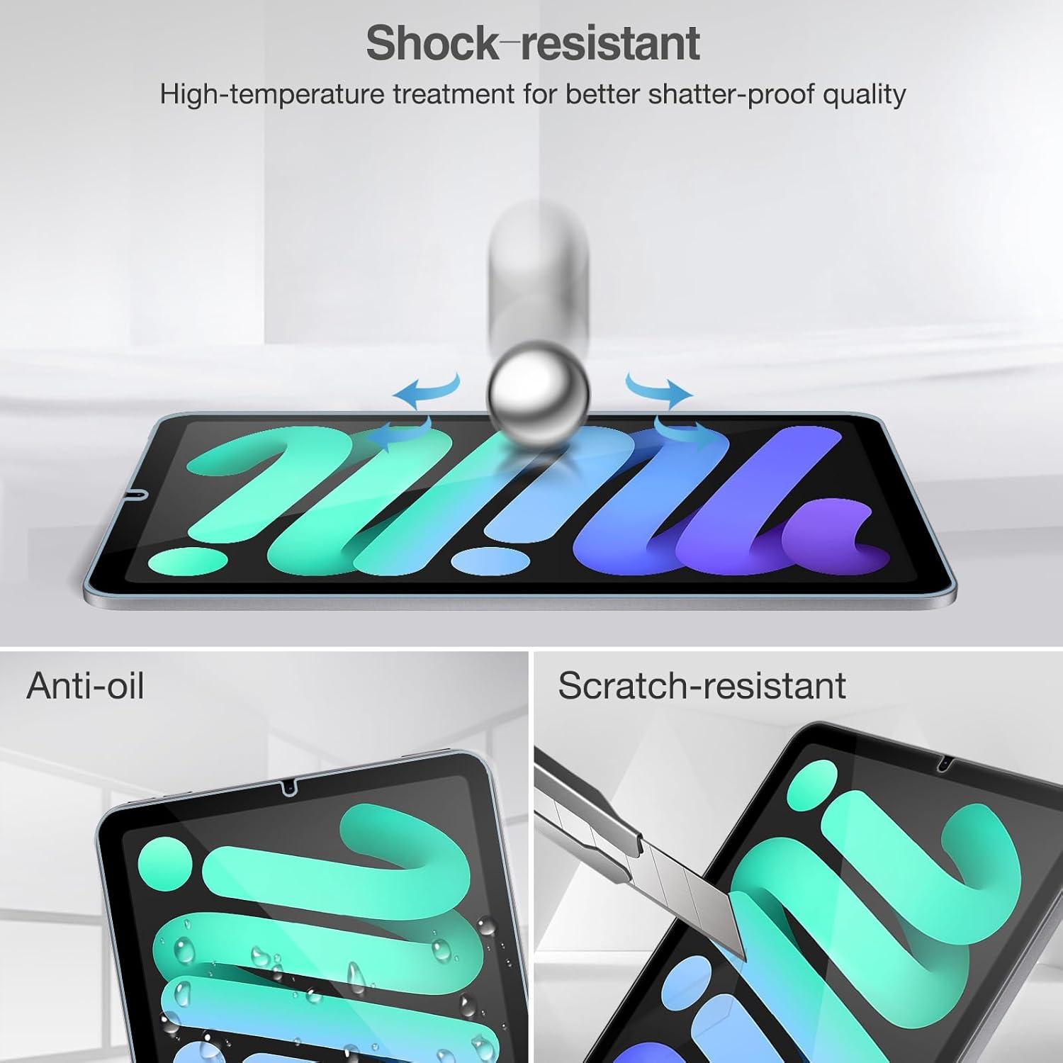 image:imageProCase 2 Pack Screen Protector for iPad Mini 7thA17 Pro 2024Mini 6th Generation 83 2021 2 Pack Camera Lens Protector Matching iPad Colors Tempered Glass Film for Mini 7 6 83 Inch PurpleGray