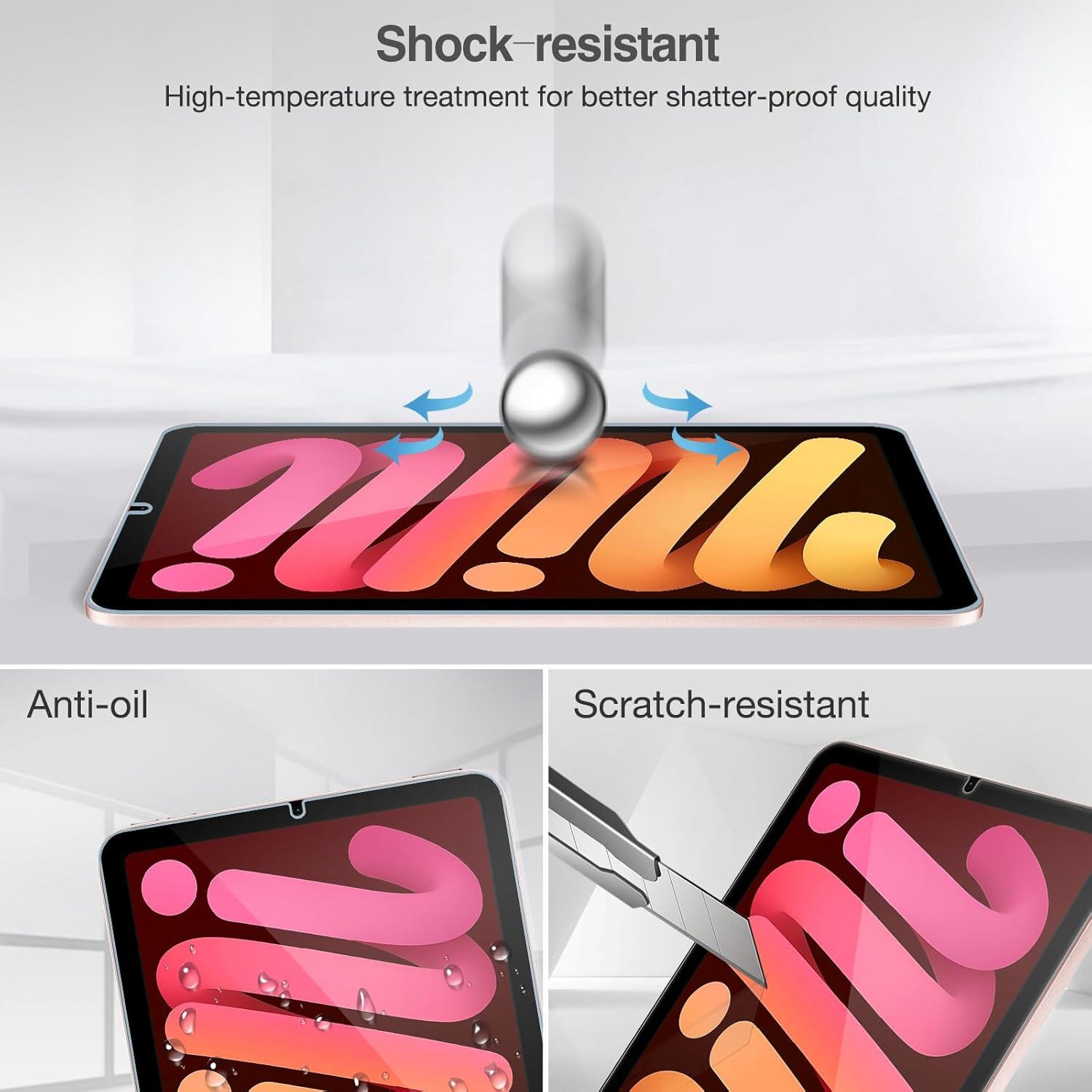 image:imageProCase 2 Pack Screen Protector for iPad Mini 7thA17 Pro 2024Mini 6th Generation 83 2021 2 Pack Camera Lens Protector Matching iPad Colors Tempered Glass Film for Mini 7 6 83 Inch PurplePink