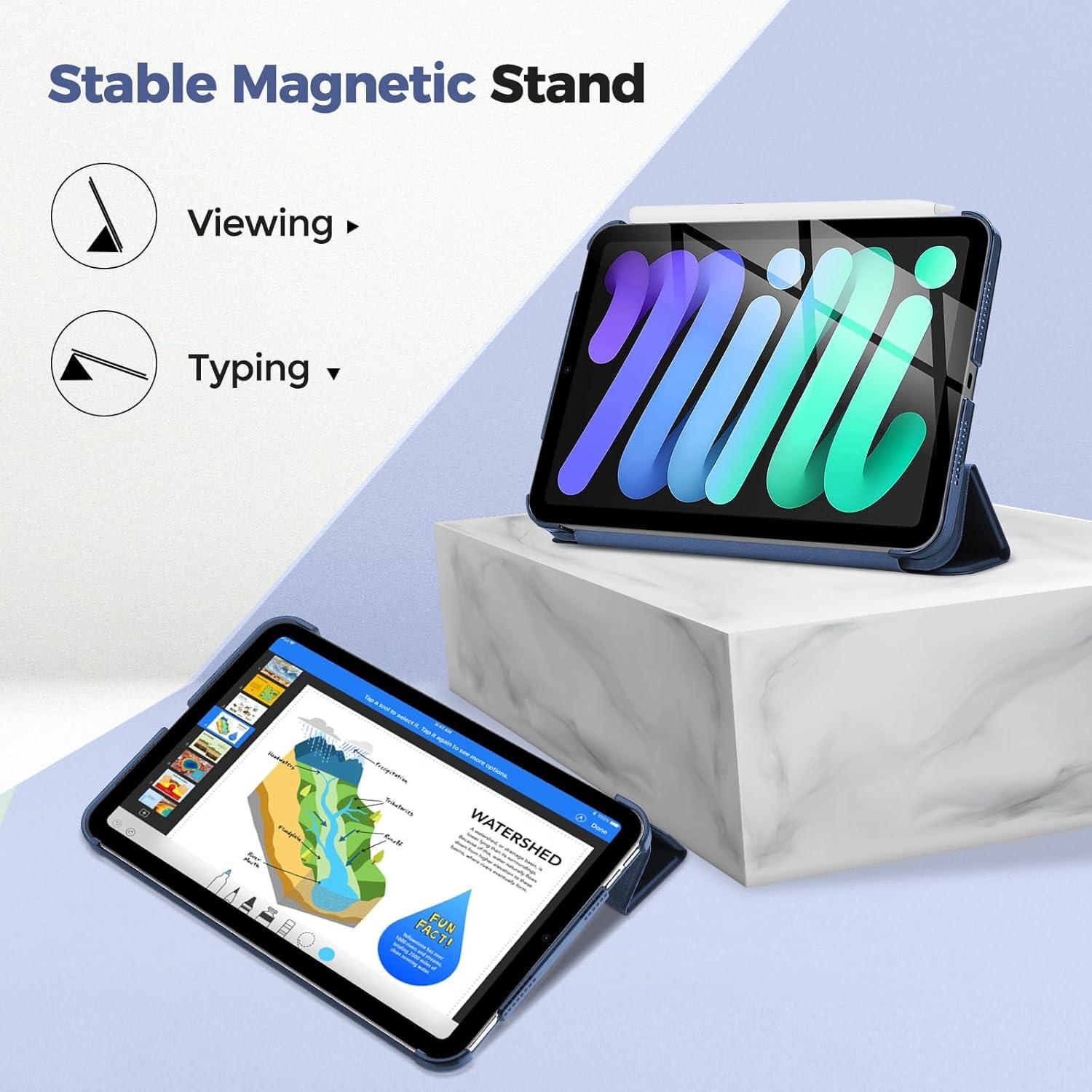 image:imageProCase Smart Case for iPad mini 7 A17 Pro 2024iPad Mini 6 2021 83 Inch iPad mini 7th6th Gen Case Hard Back Cover for iPad mini 83 7th Gen A2995A2996A29936th Gen A2567 A2568 A2569 NavyOceanblue
