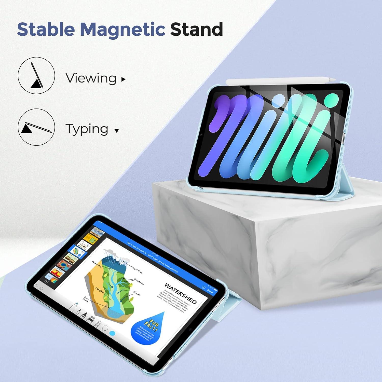 image:imageProCase Smart Case for iPad mini 7 A17 Pro 2024iPad Mini 6 2021 83 Inch iPad mini 7th6th Gen Case Hard Back Cover for iPad mini 83 7th Gen A2995A2996A29936th Gen A2567 A2568 A2569 NavySkyblue
